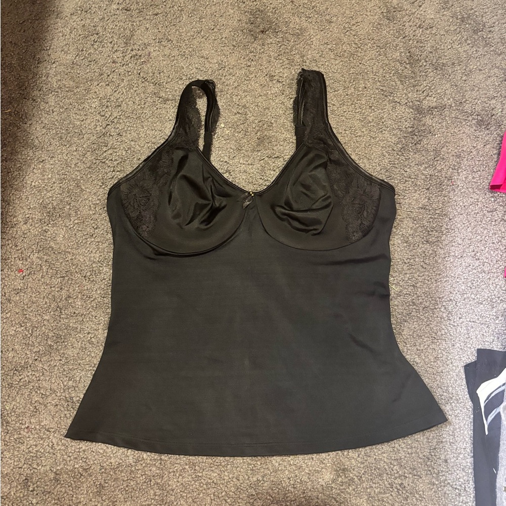 Bali Vintage Black Lace Trim Tank Top